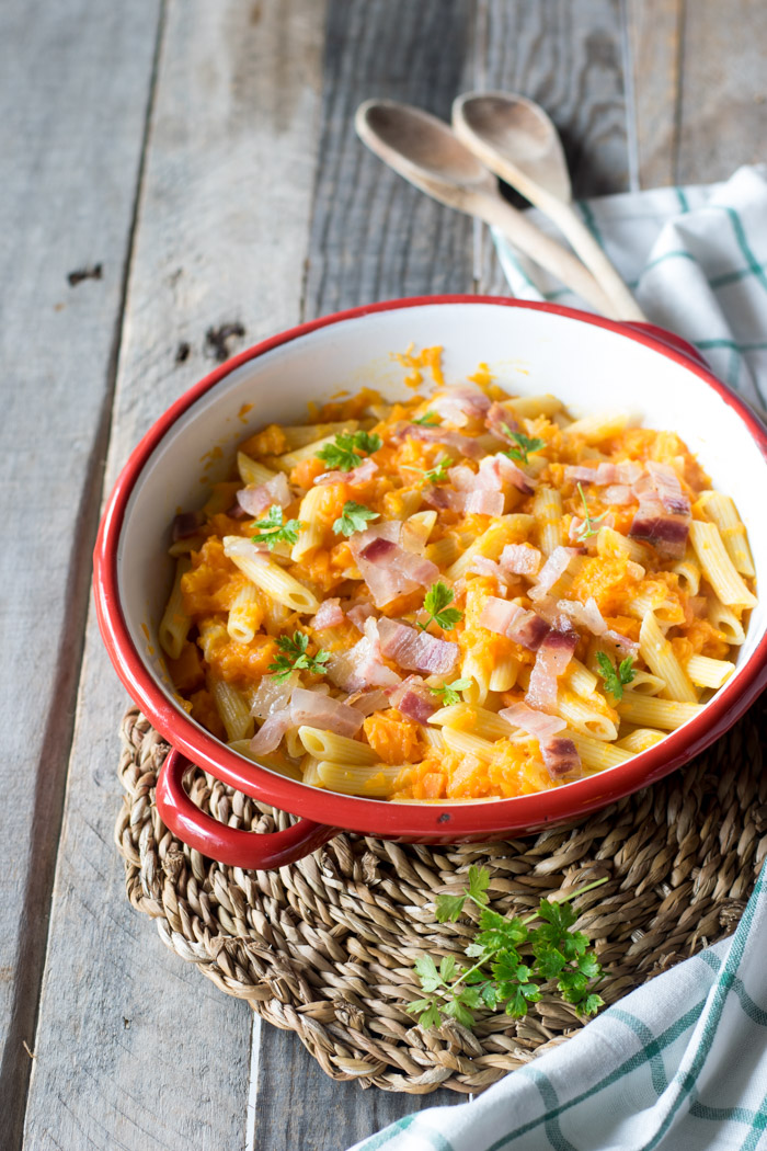 penne zucca e pancetta